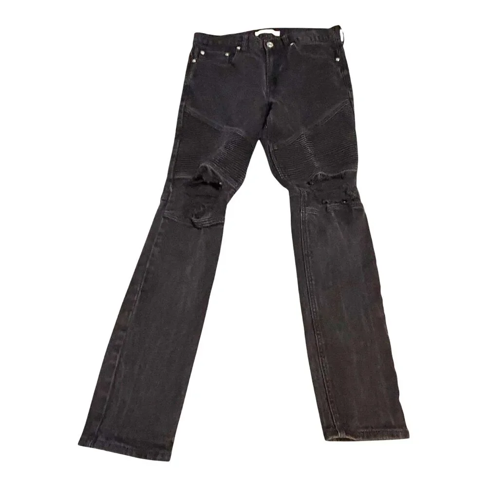 PacSun Stacked Skinny Black Moto Distressed Jeans Men's 30x30